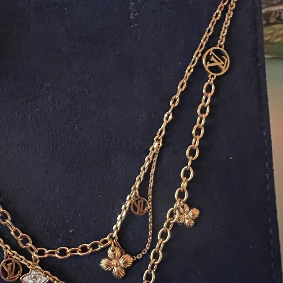 Authentic Louis Vuitton Blooming Strass Choker Layered Charm Necklace - Picture 8 of 11